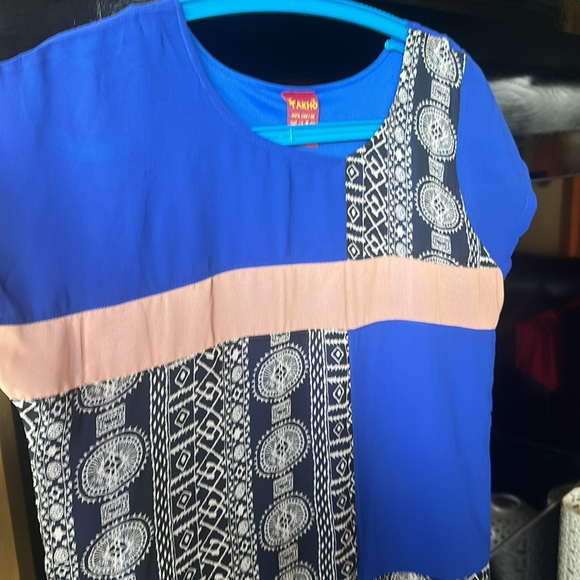 NWT Pure Chiffon dress with lining in a patchwork design &!funky sleeves! UK L - Picture 3 of 12